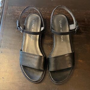 Stuart Weitzman Black Leather Sandals